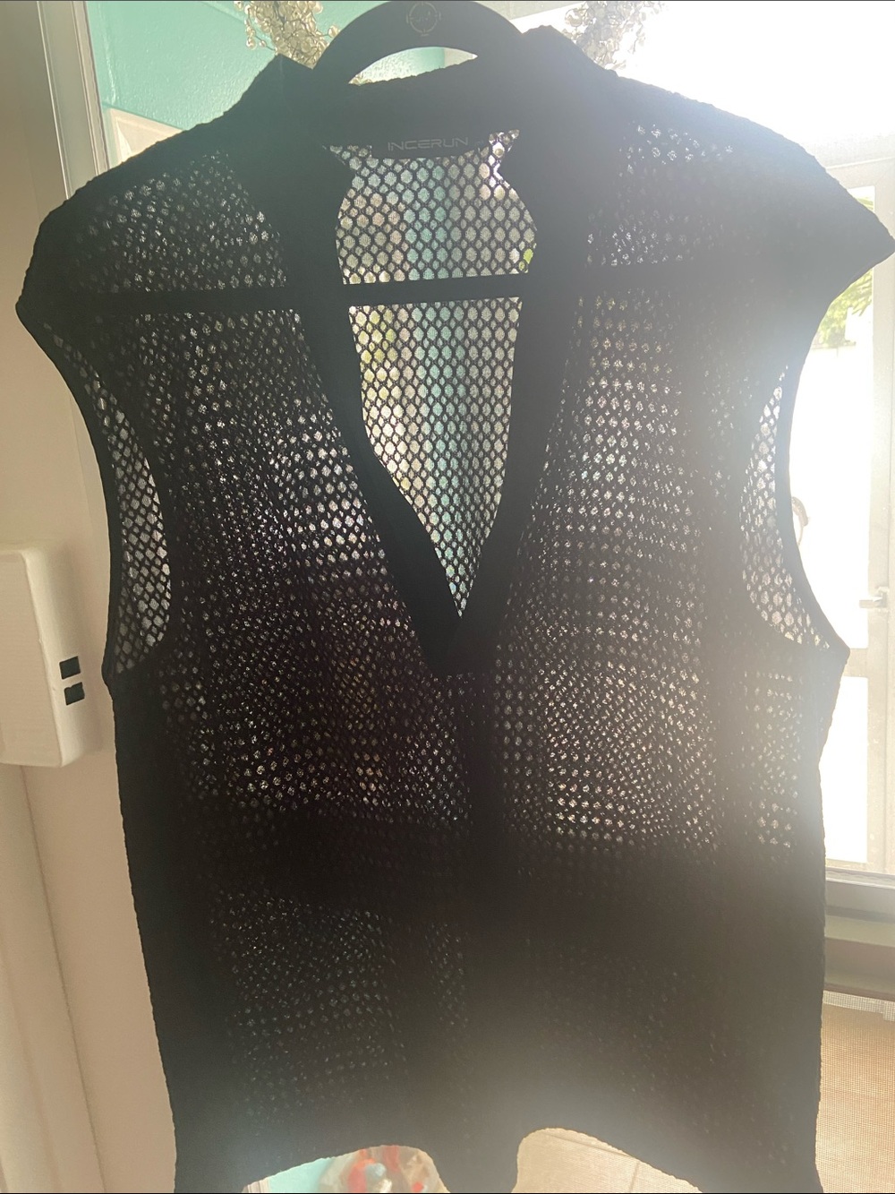 Sleeveless Black V-Neck Textured Men Tank Top